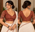 Rust Modal Ajrakh-Inspired Deep V-Neck Padded Blouse