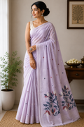 Cotton Jamdani Saree - Lavender Mist