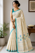 Cotton Jamdani Saree - Ivory White