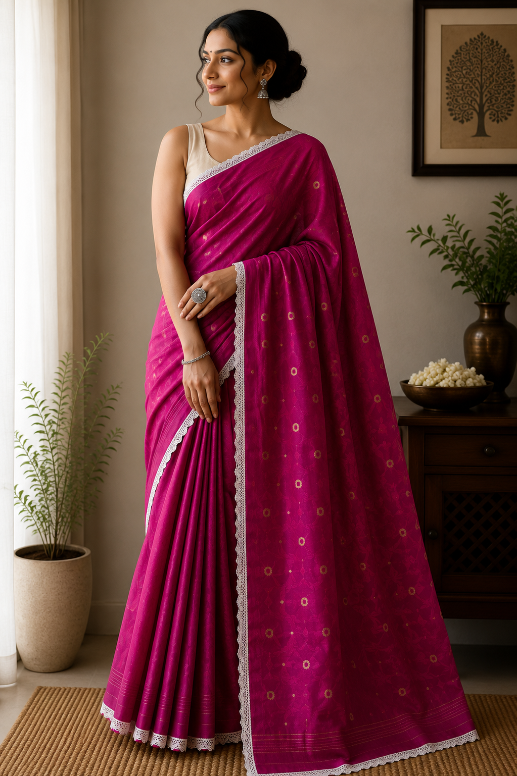 Resham by Cotton Silk Saree - Fuchsia Pink