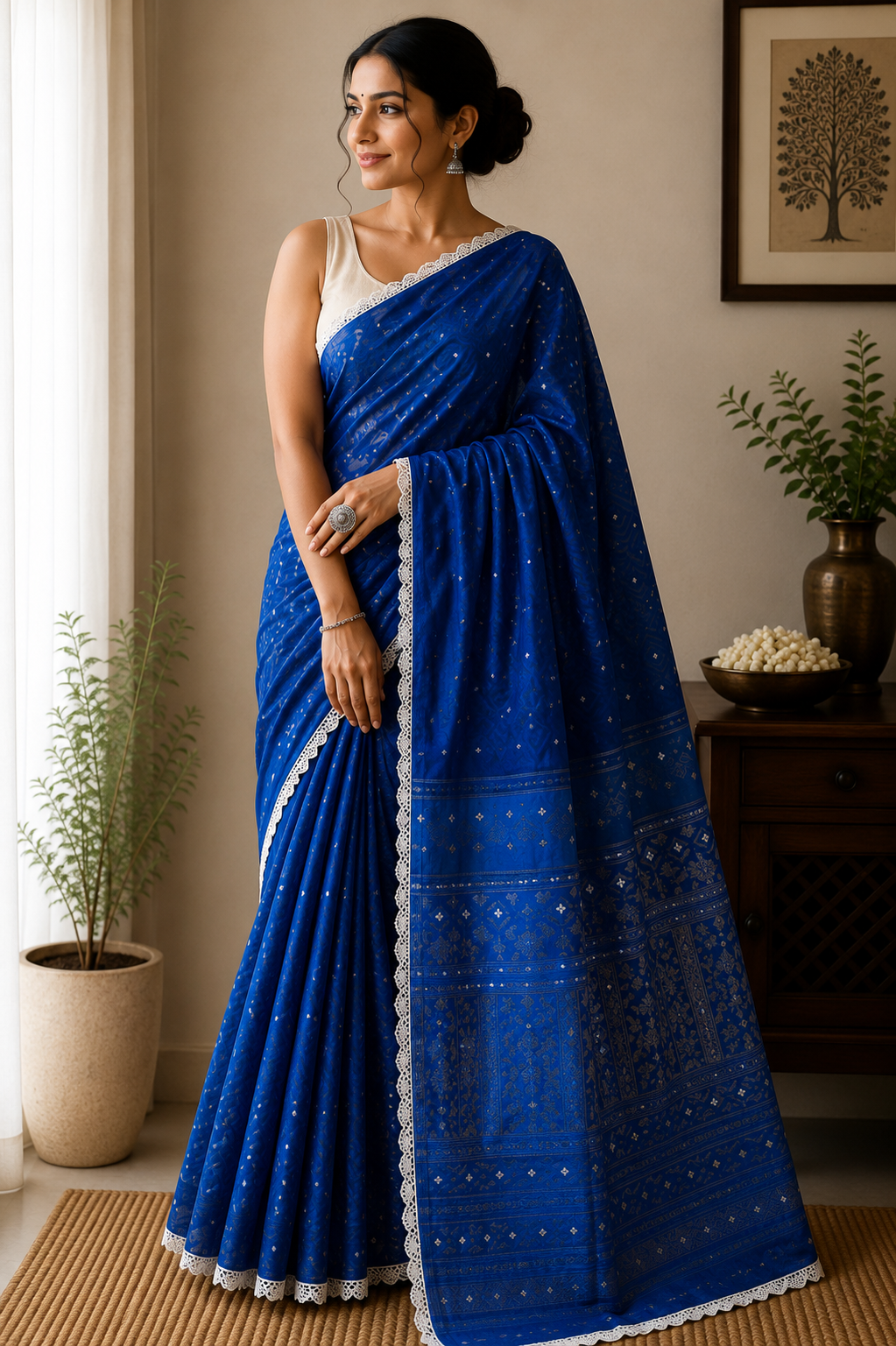 Resham by Cotton Silk Saree - Royal Blue