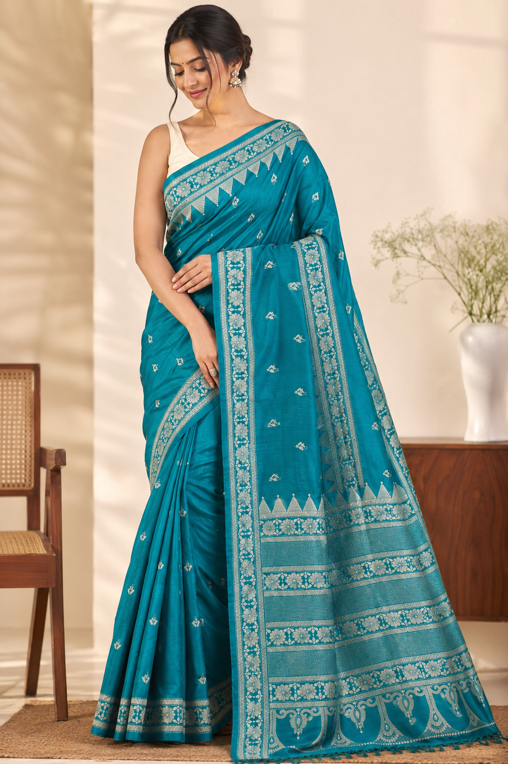 Kantha Embroidery on Pure Bangalore Silk