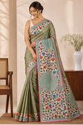 Hand Embroidery Reverse Kantha on Gachi by Gachi Tussar Silk from Bengal