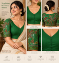 Green Kantha Embroidered Cotton Blouse