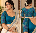 Teal Blue Cotton Kantha Blouse