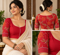 Crimson Red Cotton Kantha Blouse