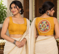 Mustard Cotton Sleeveless Lambani Blouse