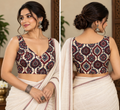White Modal Silk Ajrakh-Print Sleeveless Blouse