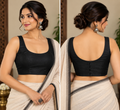 Black Raw Silk Sleeveless Padded Blouse