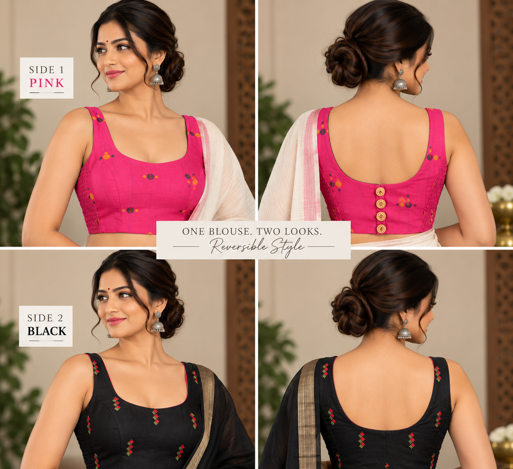 Reversible Stretchable Cotton Ulta-Palti Sleeveless Padded Blouse