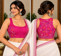 Magenta Pink Kantha Stitch Padded Sleeveless Blouse