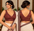 Modal Silk Ajrakh Maroon Sleeveless Padded Blouse