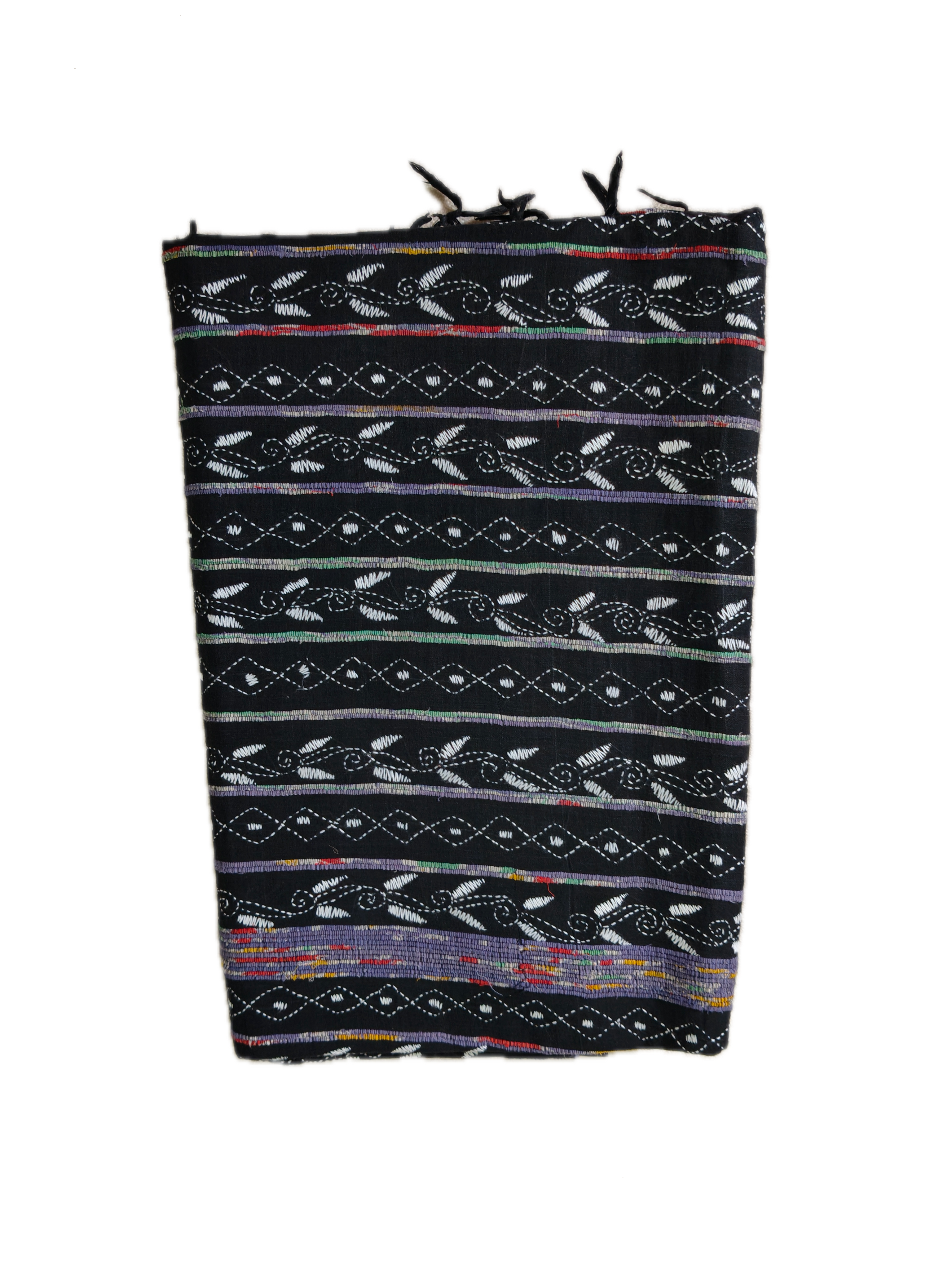 Pure Khadi Khesh Saree with Hand Kantha Embroidery – Black