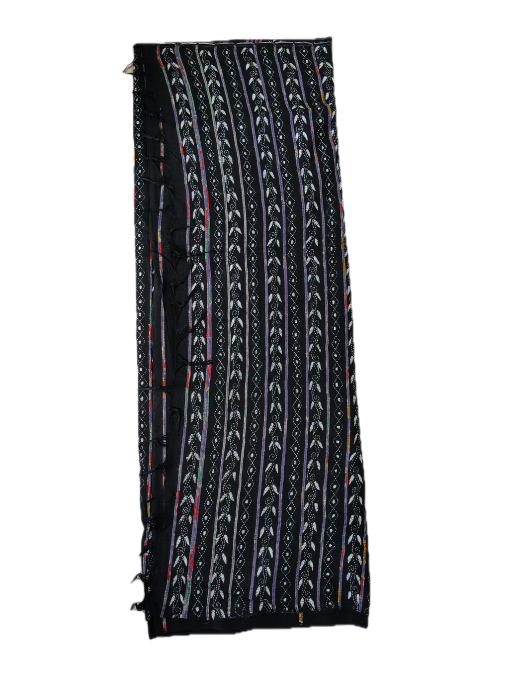 Pure Khadi Khesh Saree with Hand Kantha Embroidery – Black