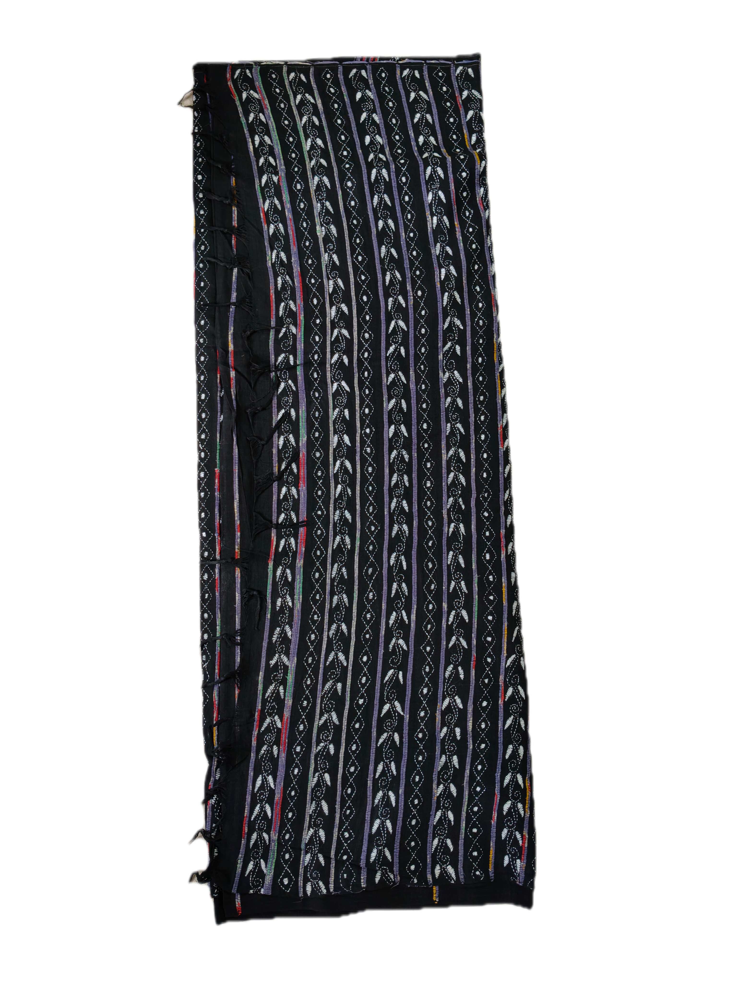 Pure Khadi Khesh Saree with Hand Kantha Embroidery – Black