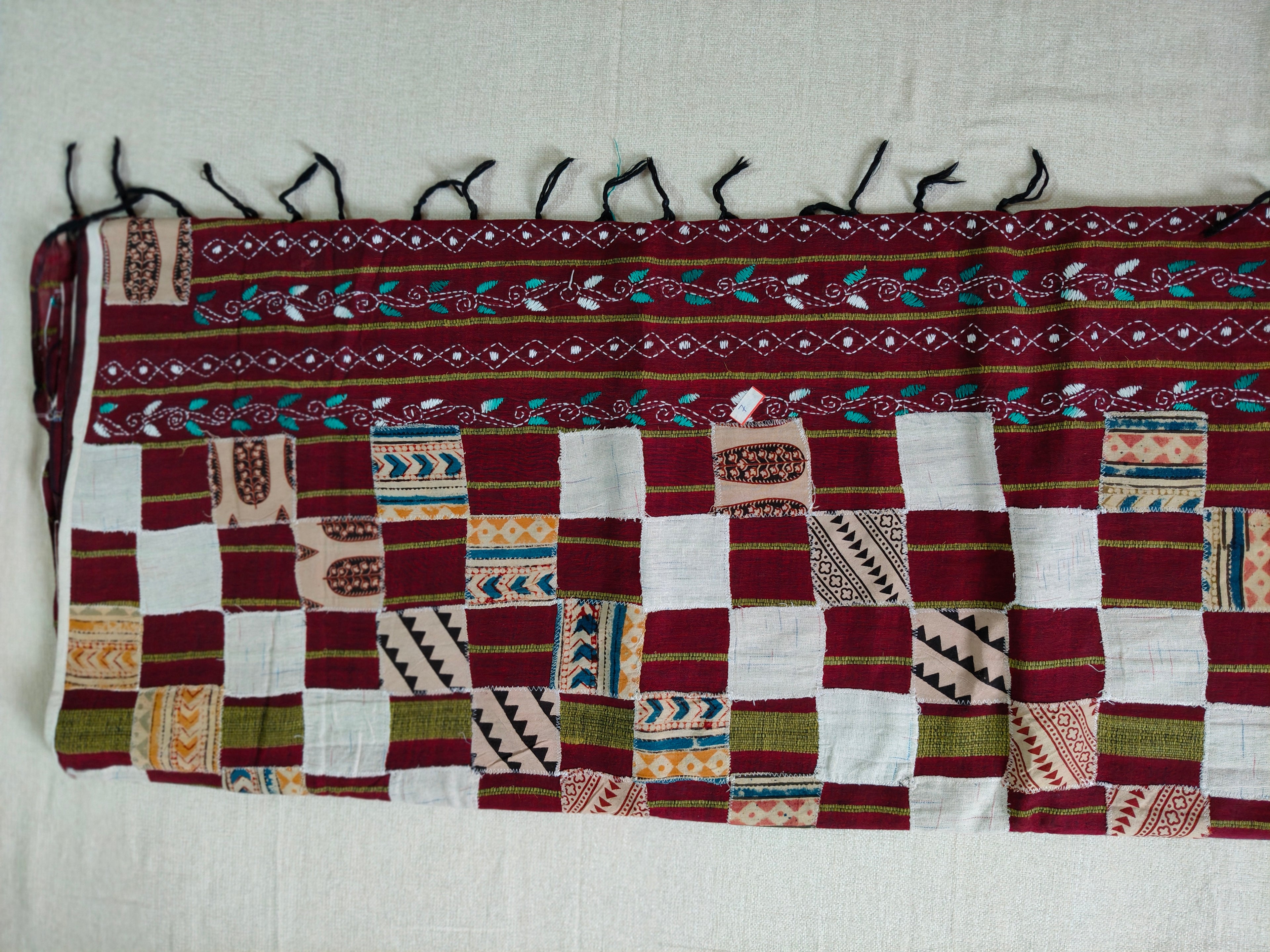 Handwoven Cotton Khesh Saree with Traditional Appliqué Work