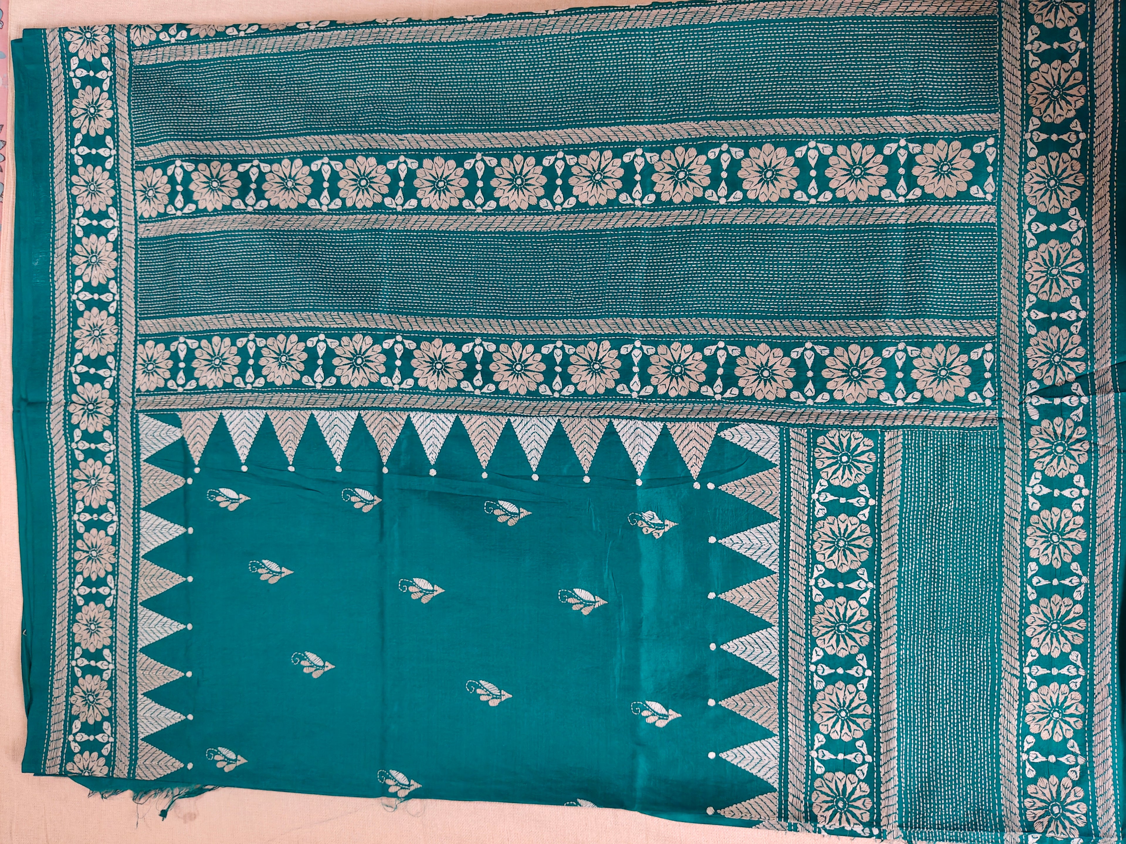 Kantha Embroidery on Pure Bangalore Silk