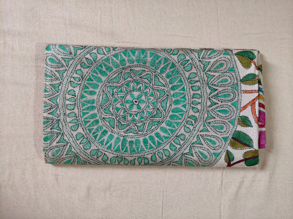 Hand Embroidery Reverse Kantha on Gachi by Gachi Tussar Silk from Bengal