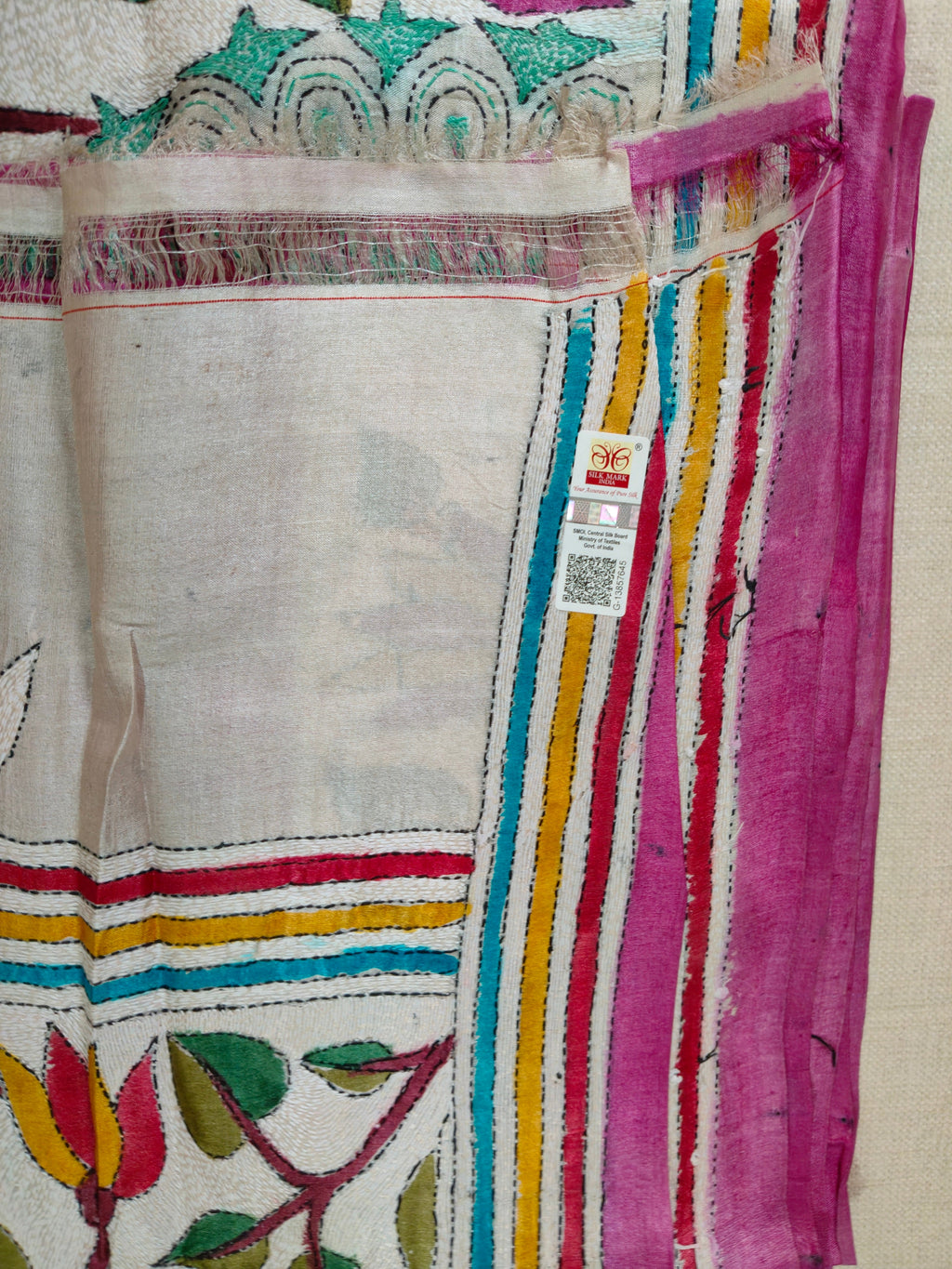 Hand Embroidery Reverse Kantha on Gachi by Gachi Tussar Silk from Bengal