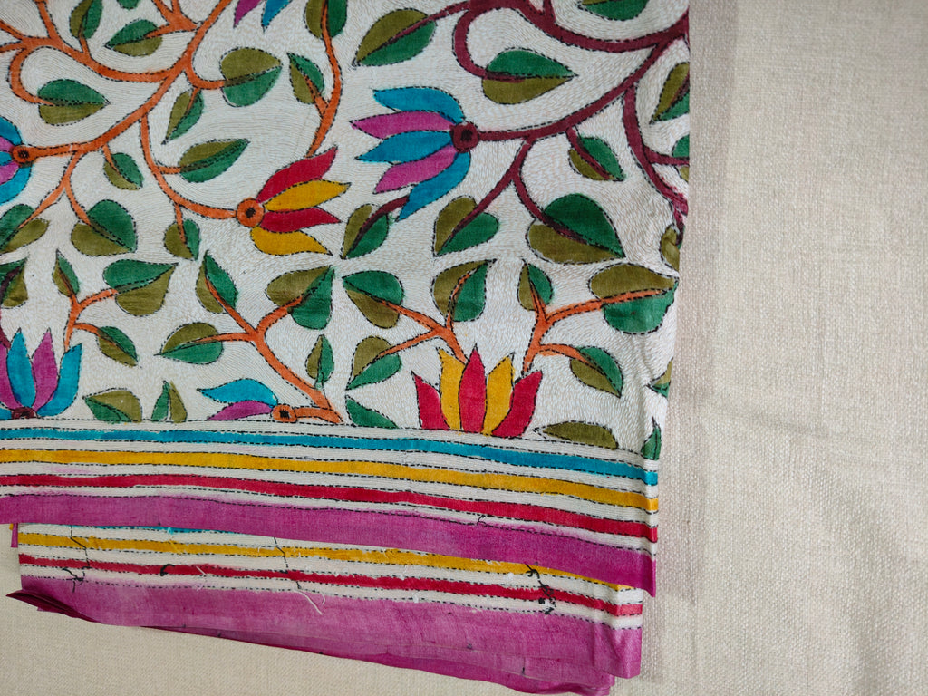 Hand Embroidery Reverse Kantha on Gachi by Gachi Tussar Silk from Bengal