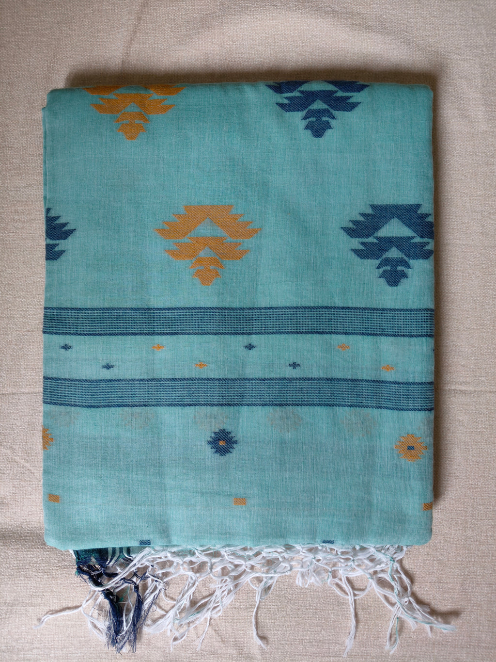 Cotton Khadi Saree - Powder Blue