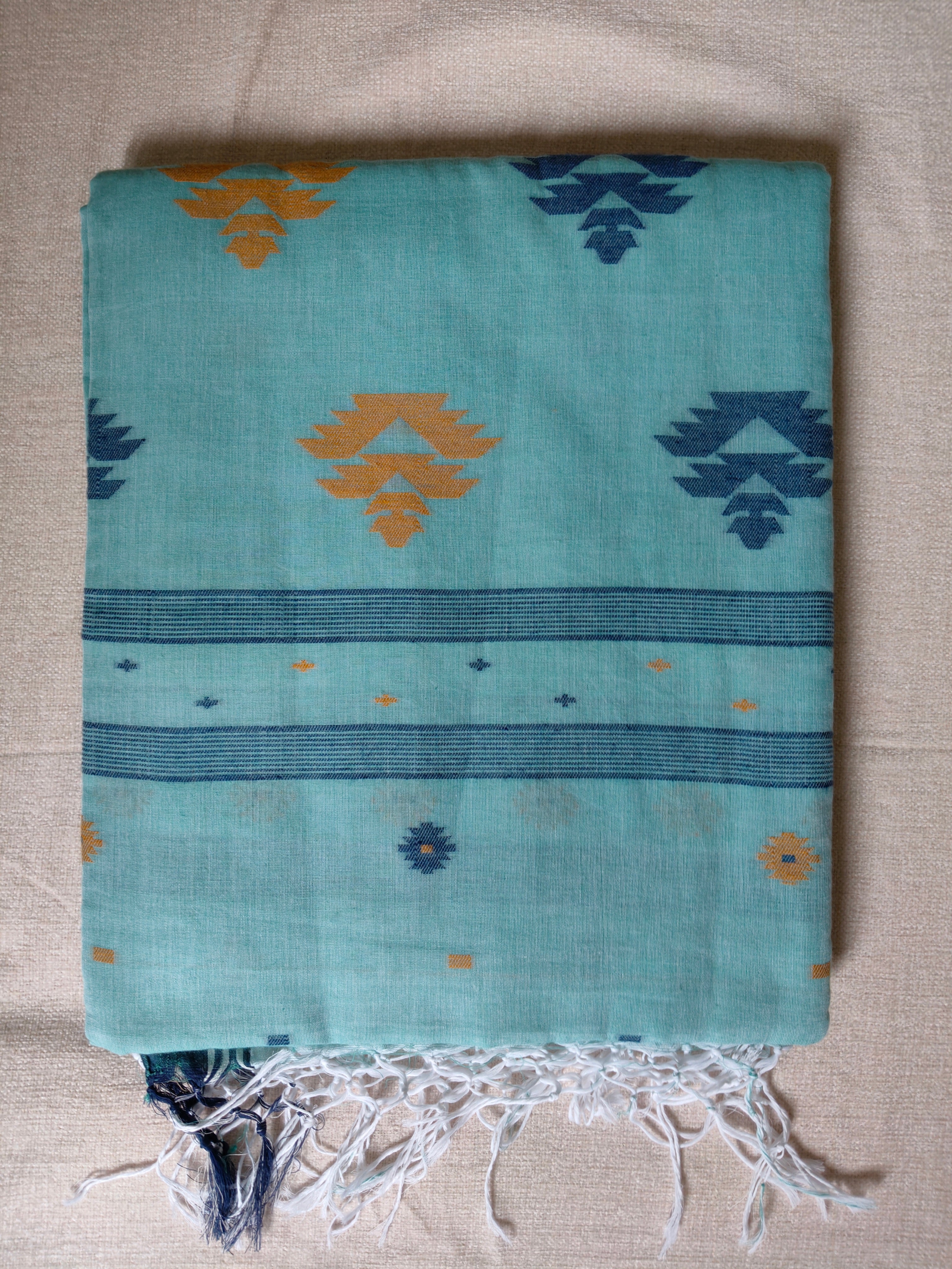 Cotton Khadi Saree - Powder Blue