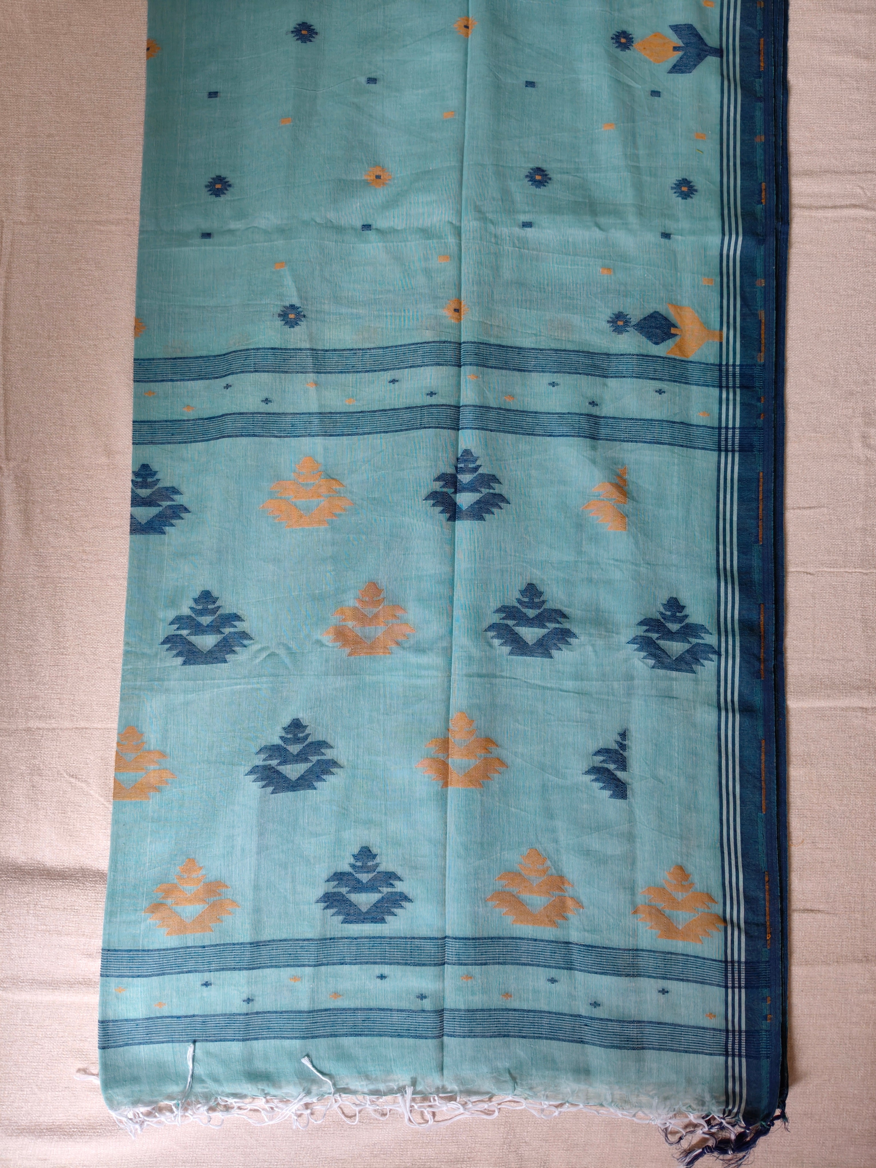 Cotton Khadi Saree - Powder Blue