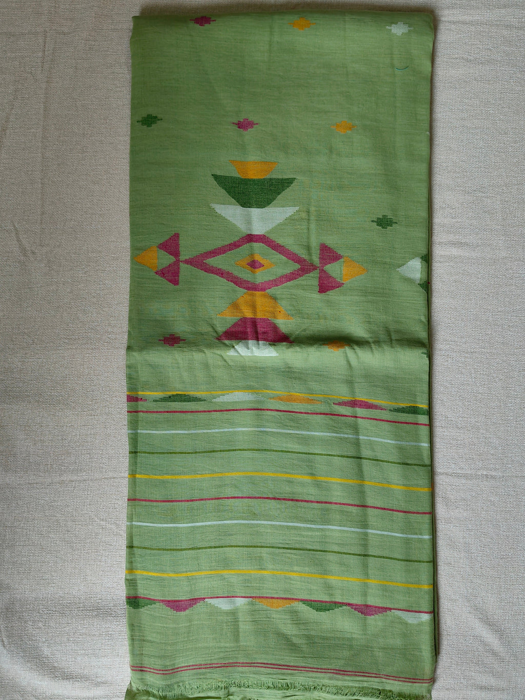 Cotton Jamdani Saree - Pastel Pistachio Green