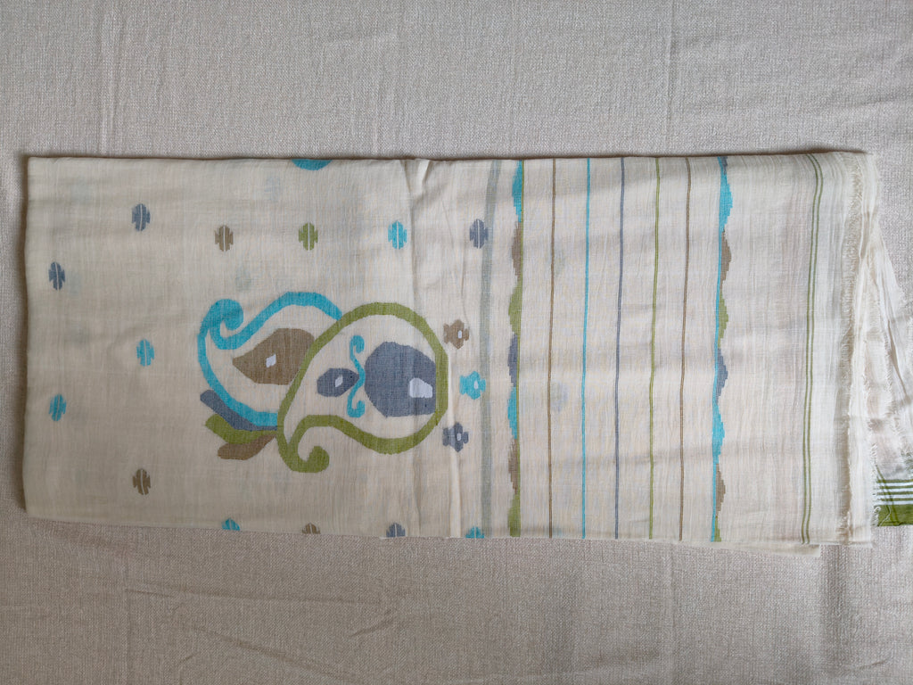 Cotton Jamdani Saree - Ivory White