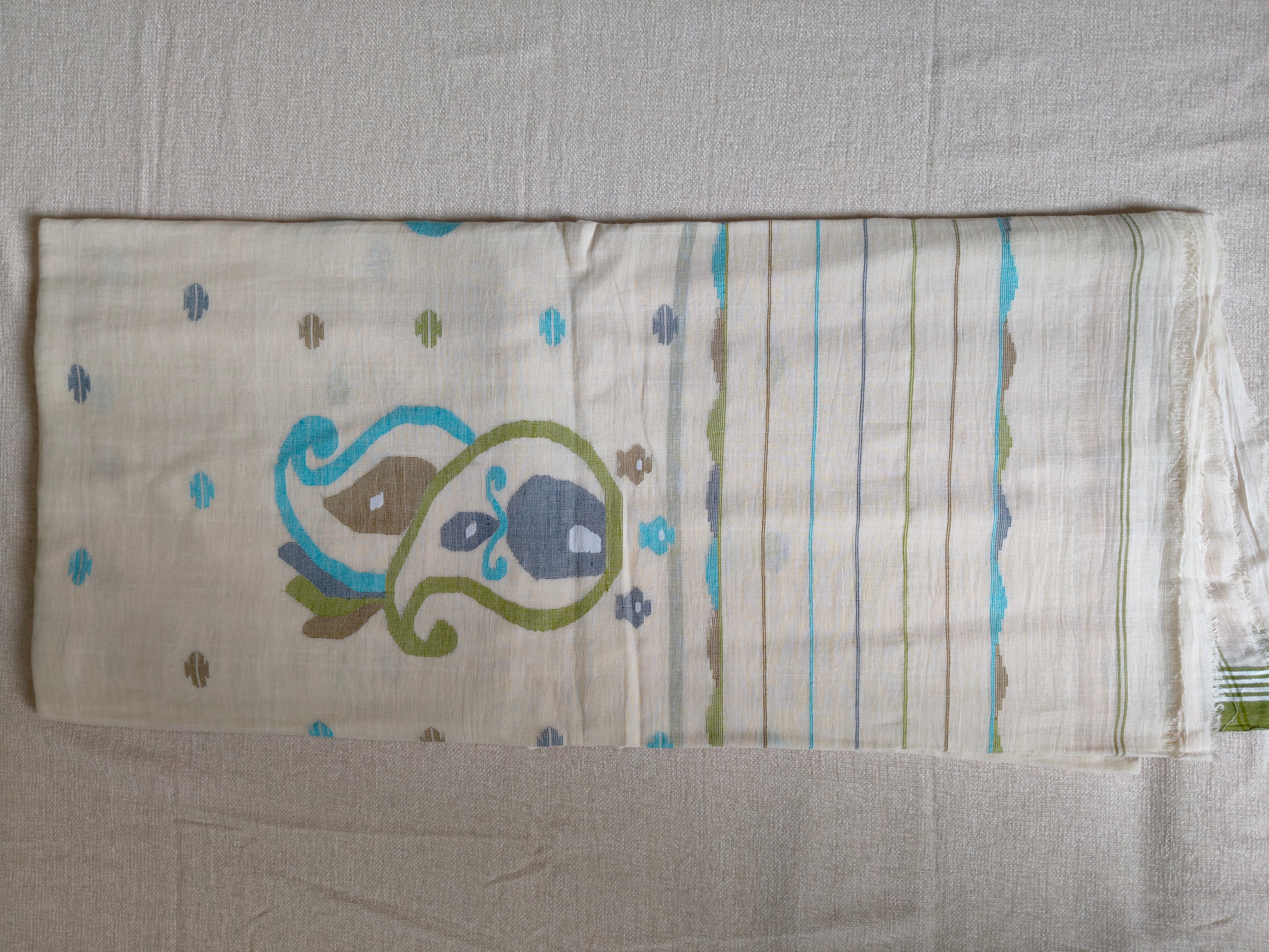 Cotton Jamdani Saree - Ivory White