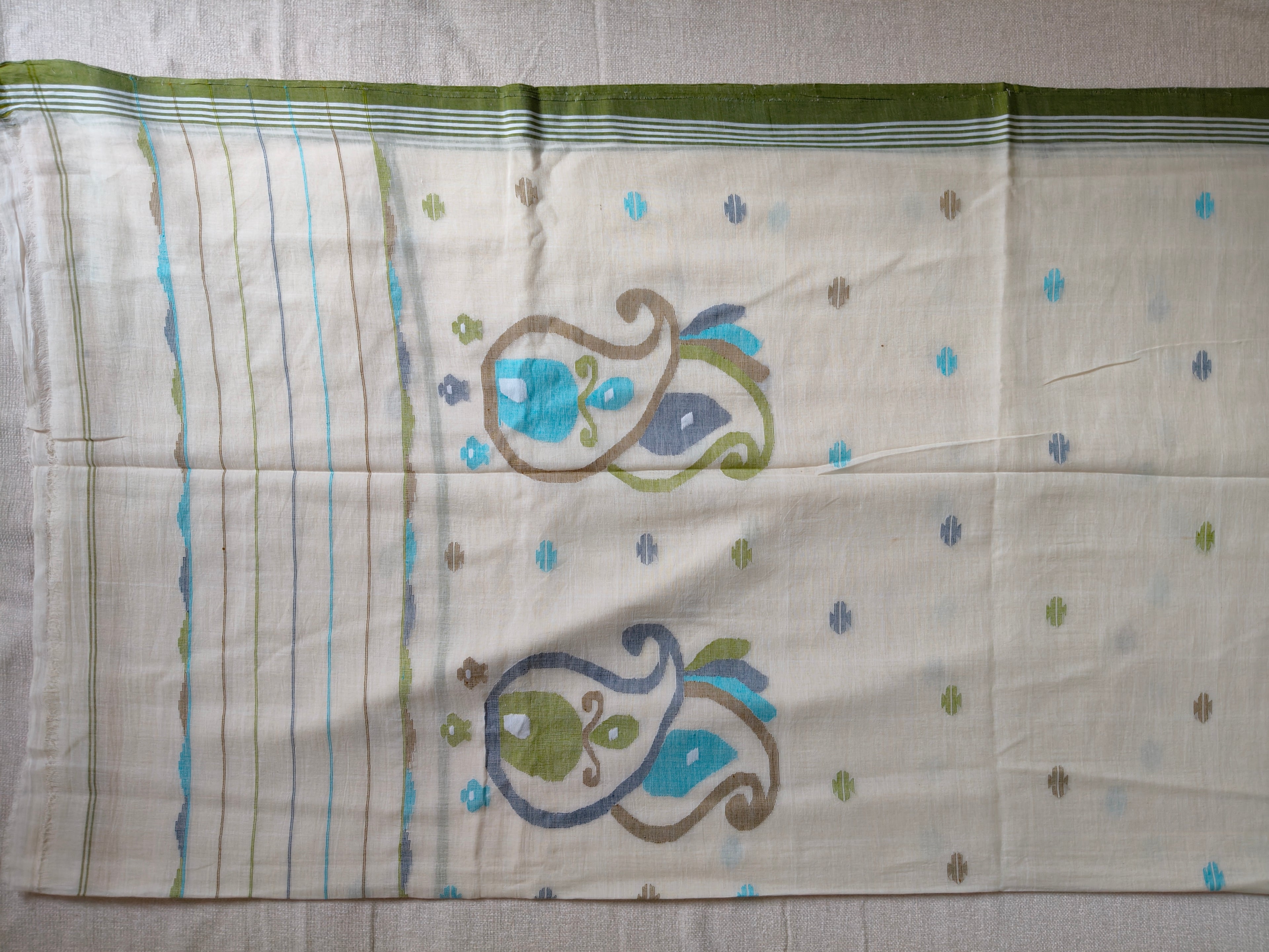 Cotton Jamdani Saree - Ivory White
