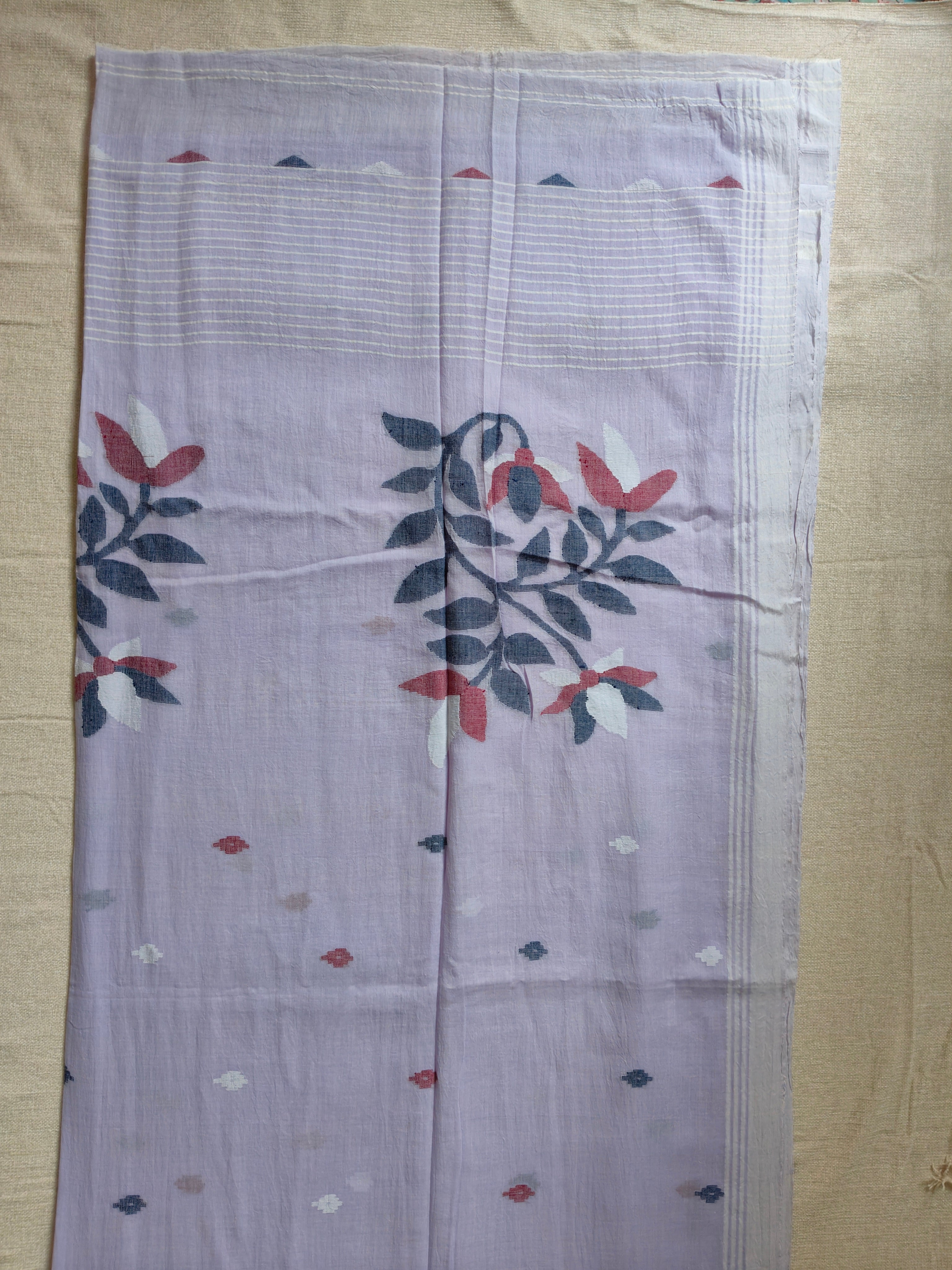 Cotton Jamdani Saree - Lavender Mist