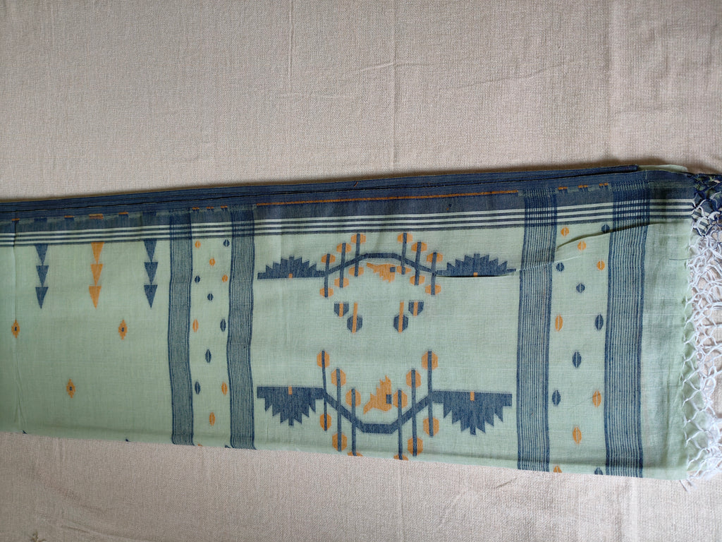 Cotton Khadi Saree - Mint Green