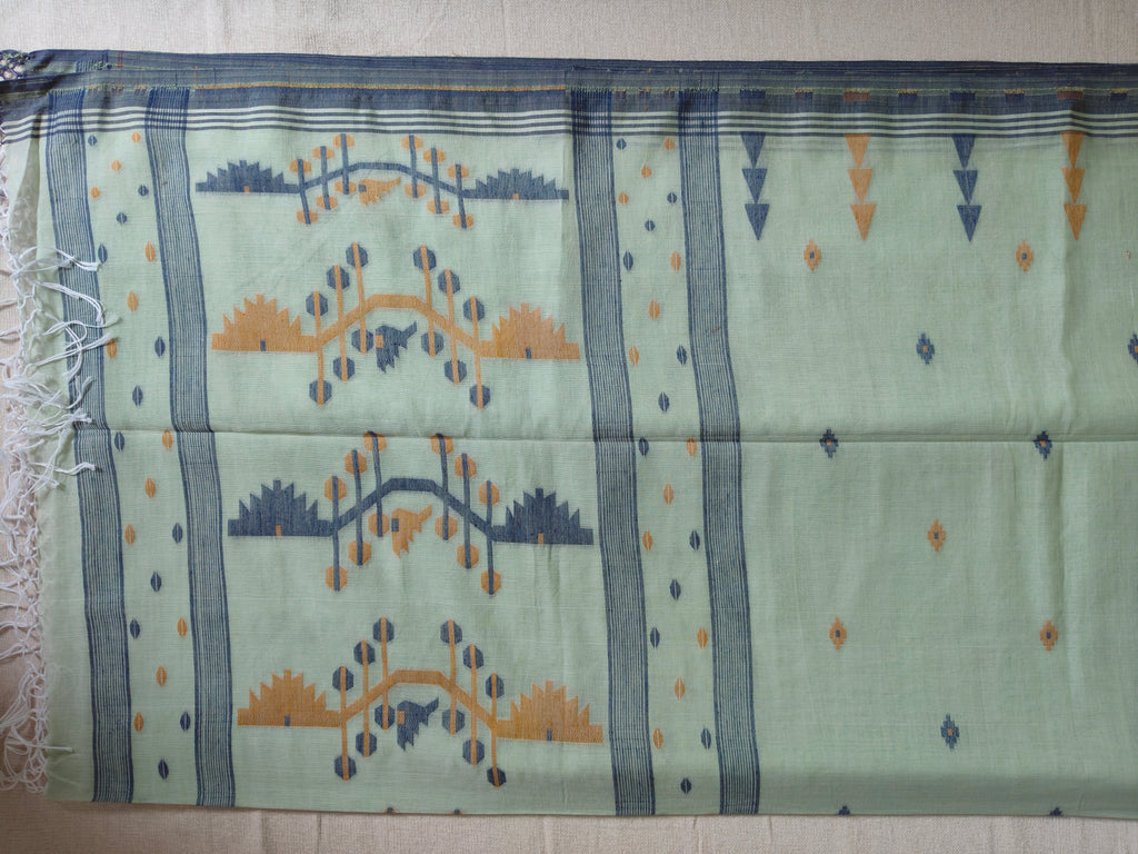 Cotton Khadi Saree - Mint Green