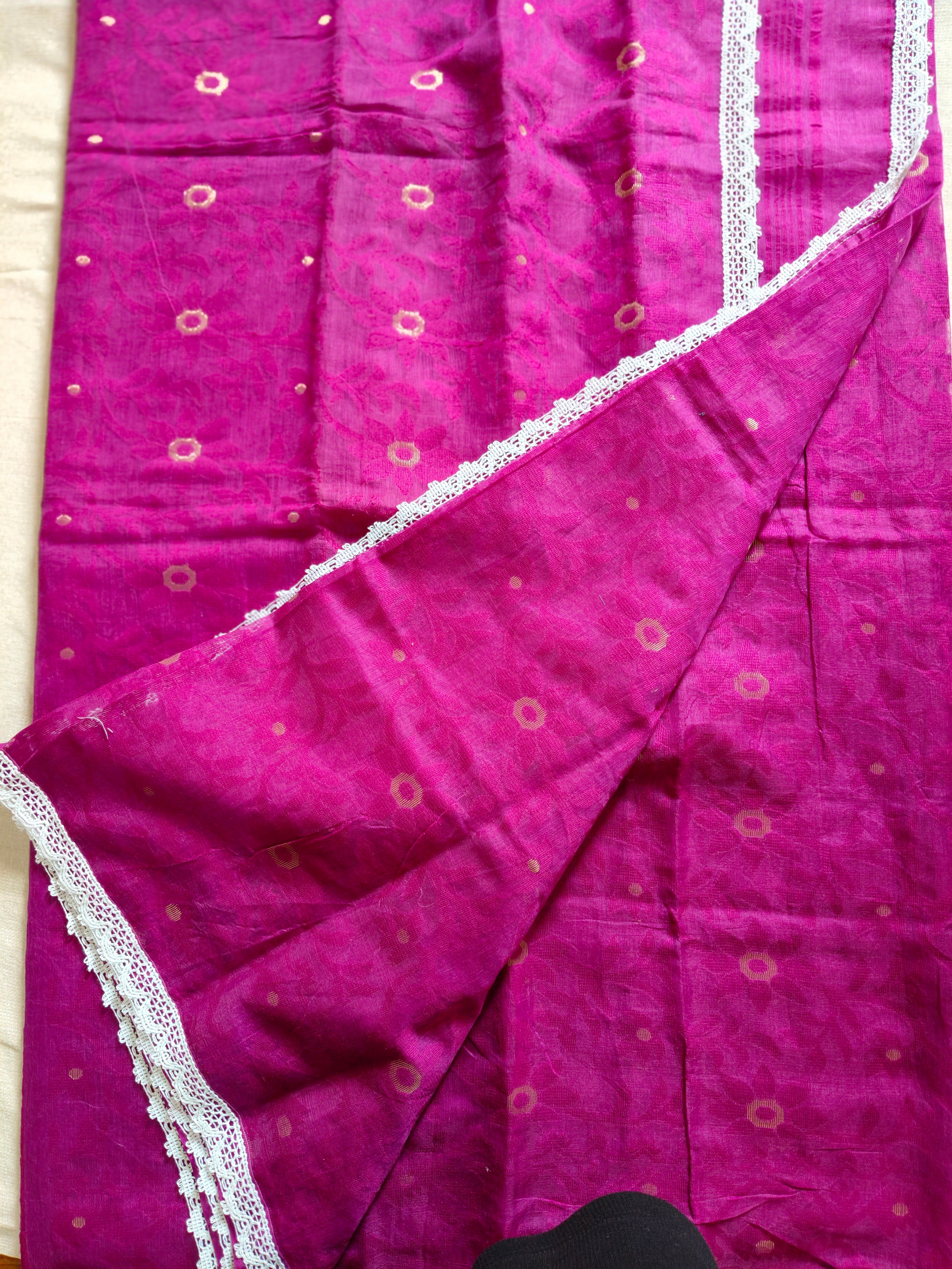 Resham by Cotton Silk Saree - Fuchsia Pink