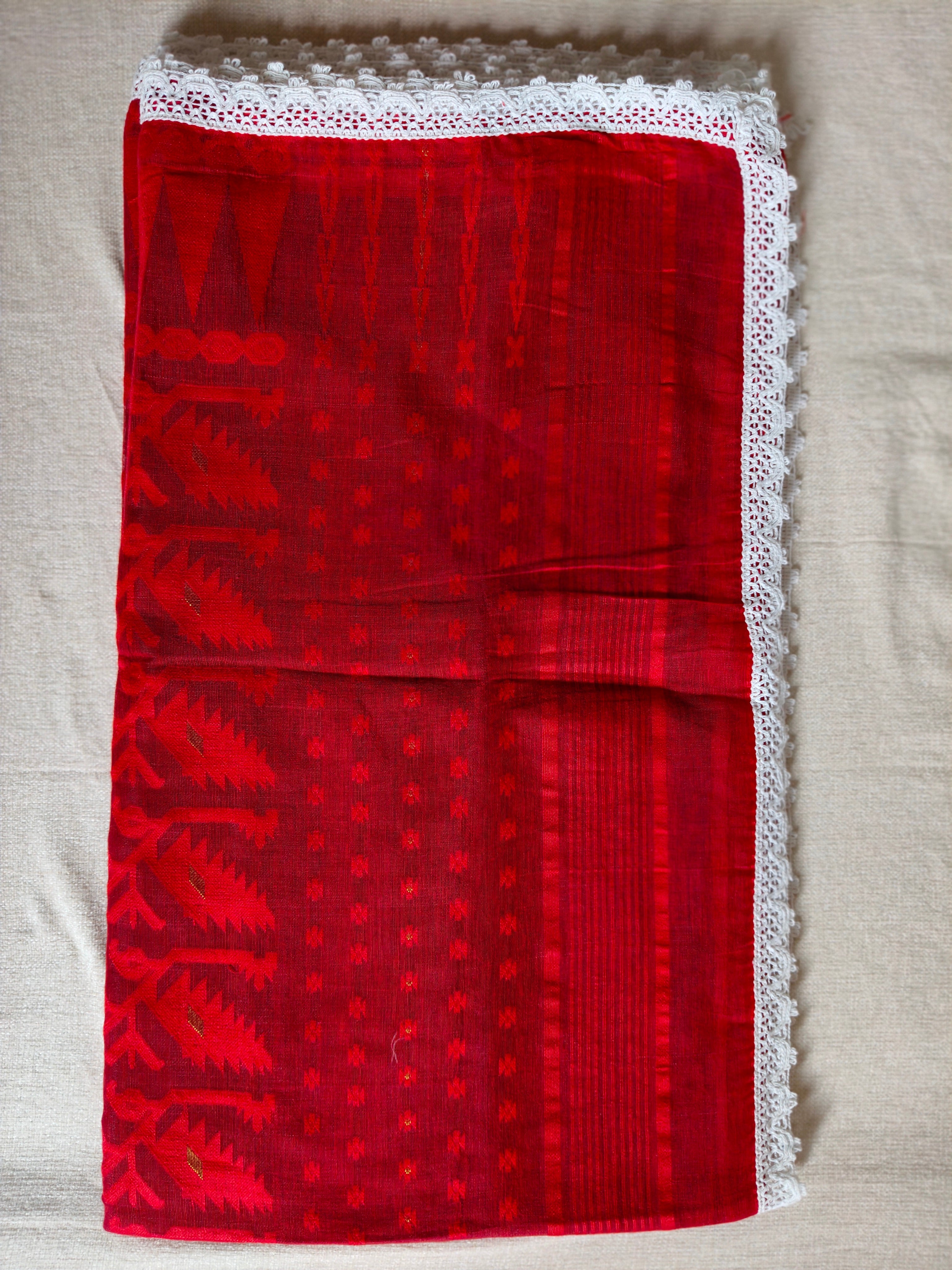 Resham by Cotton Silk Saree - Crimson Red