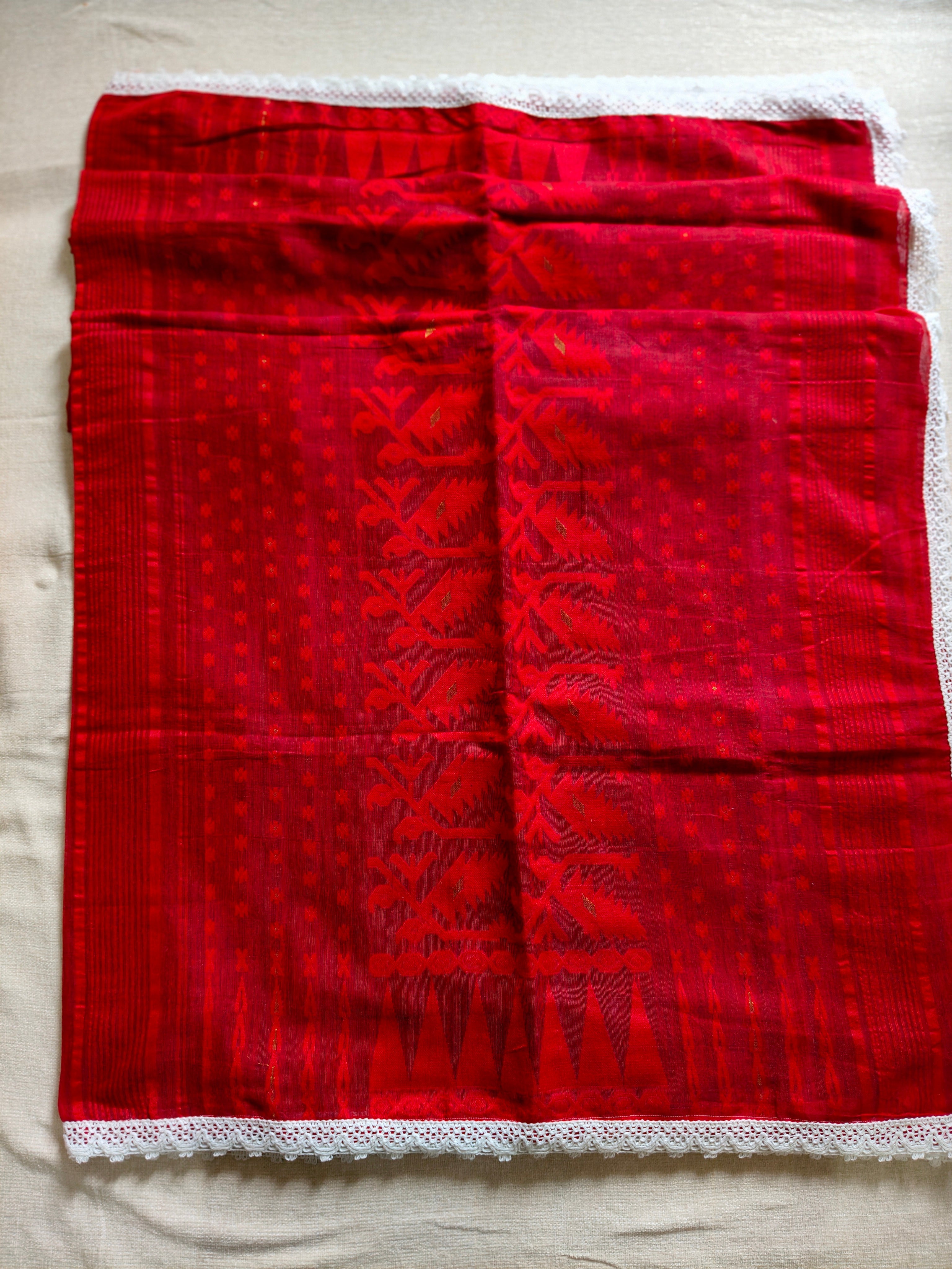 Resham by Cotton Silk Saree - Crimson Red