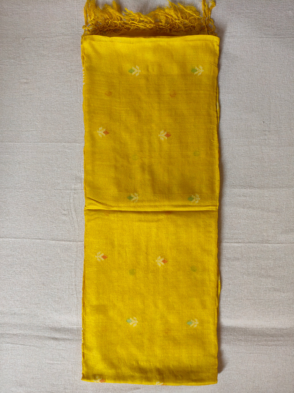 Pure Tussar Jamdani Silk Saree - Sunshine Yellow