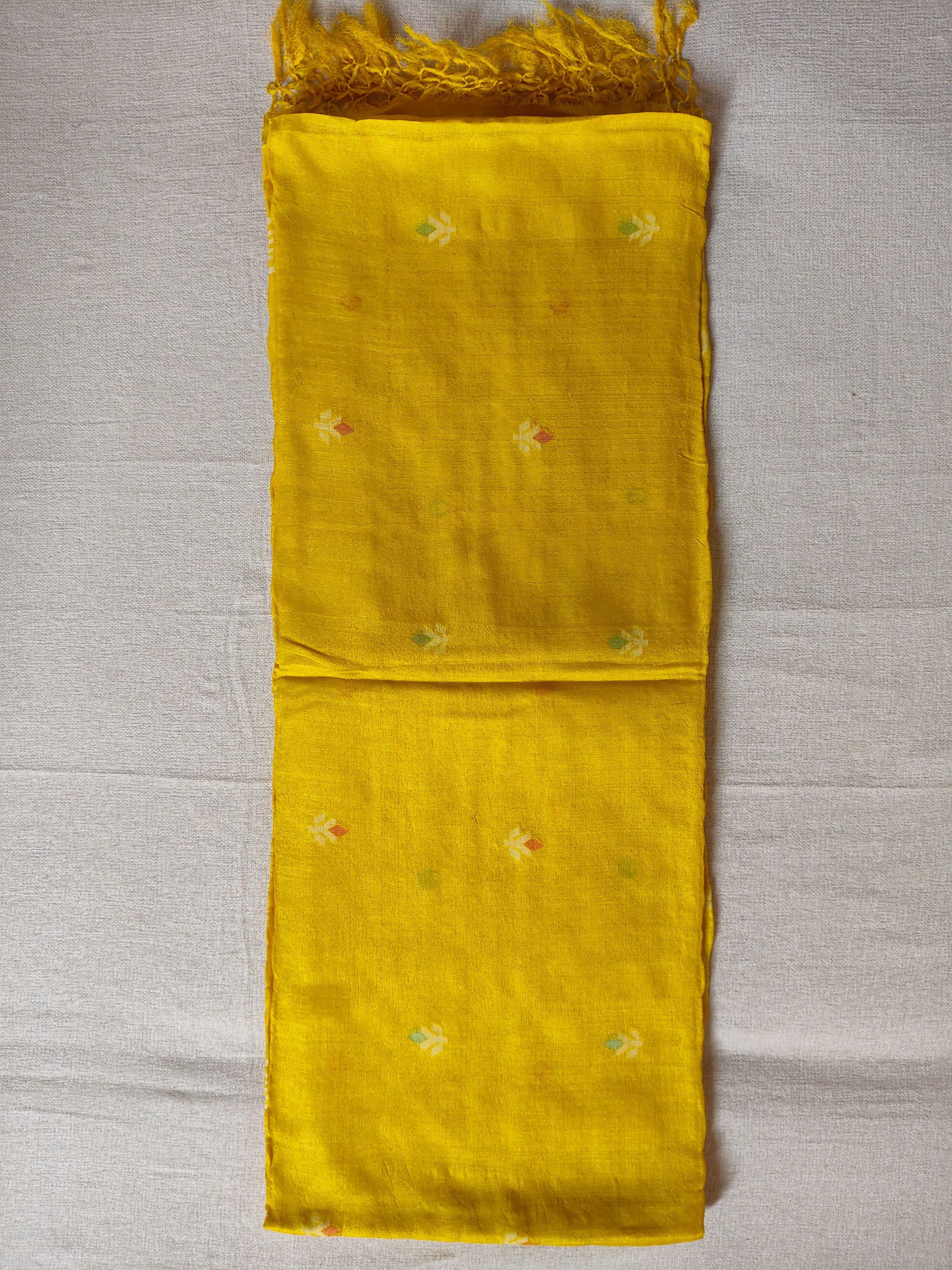 Pure Tussar Jamdani Silk Saree - Sunshine Yellow