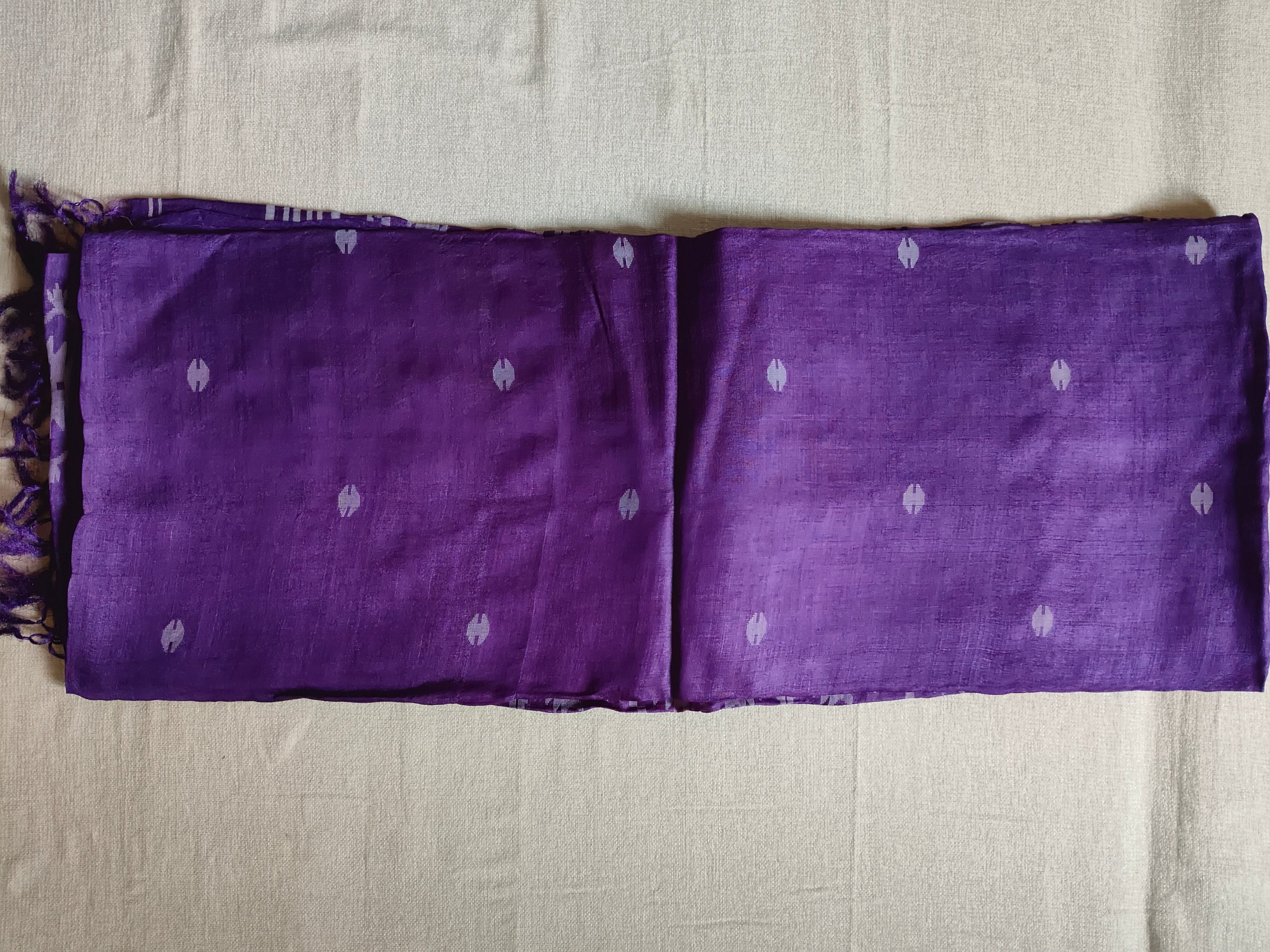 Pure Tussar Jamdani Silk Saree – Royal Purple Woven Designer Pallu
