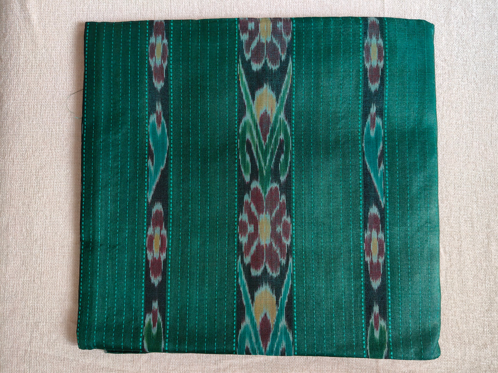 Tussar Silk Saree with Kotki Weave - Aqua Turquoise with Deep Green Contrast