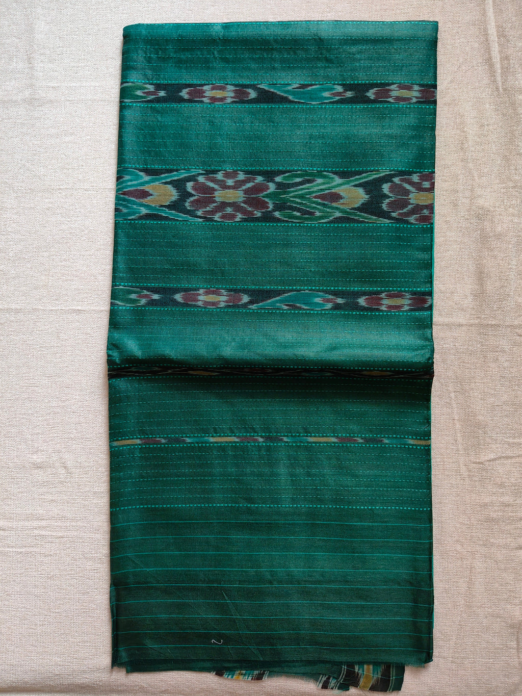 Tussar Silk Saree with Kotki Weave - Aqua Turquoise with Deep Green Contrast