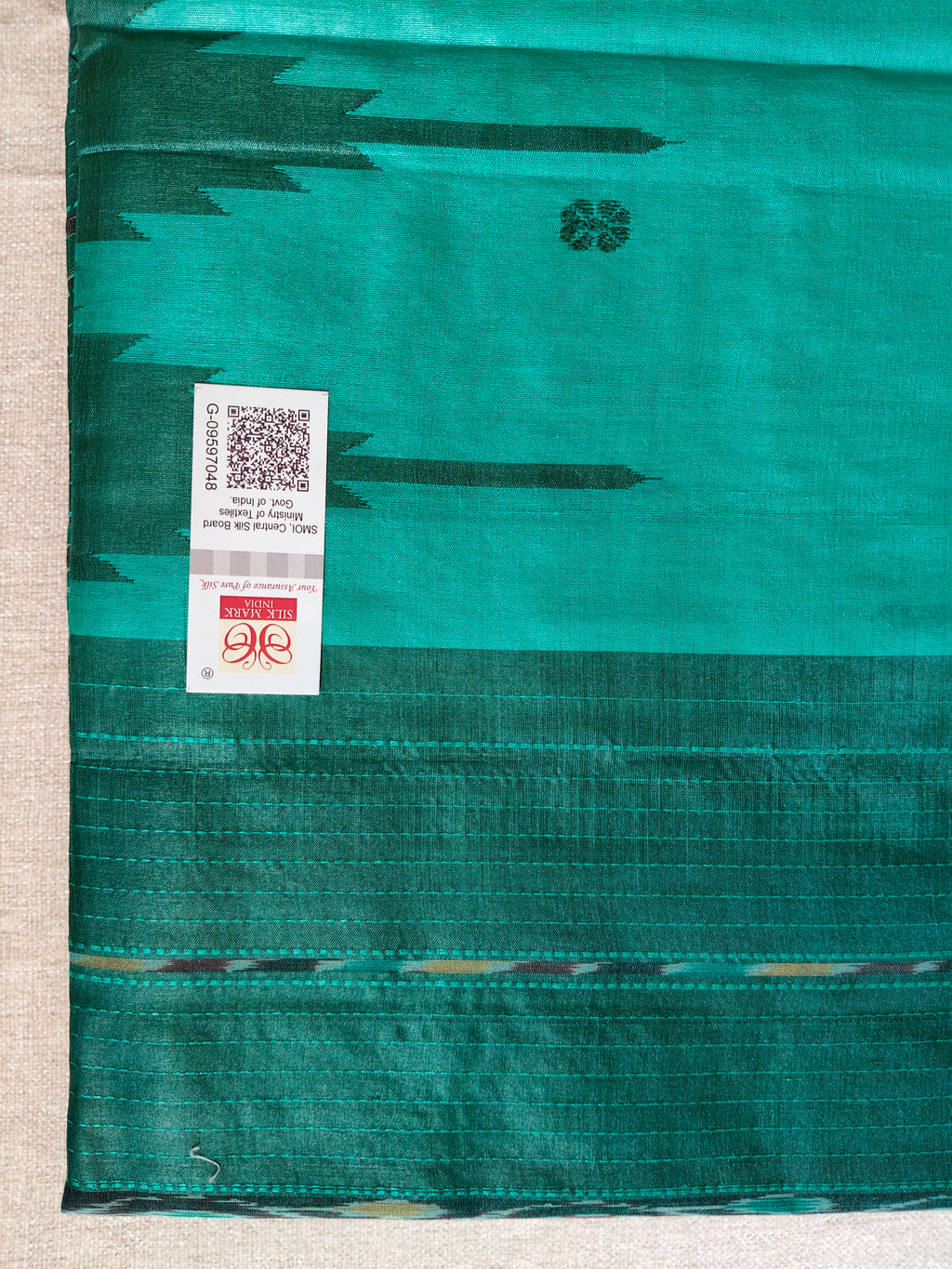 Tussar Silk Saree with Kotki Weave - Aqua Turquoise with Deep Green Contrast