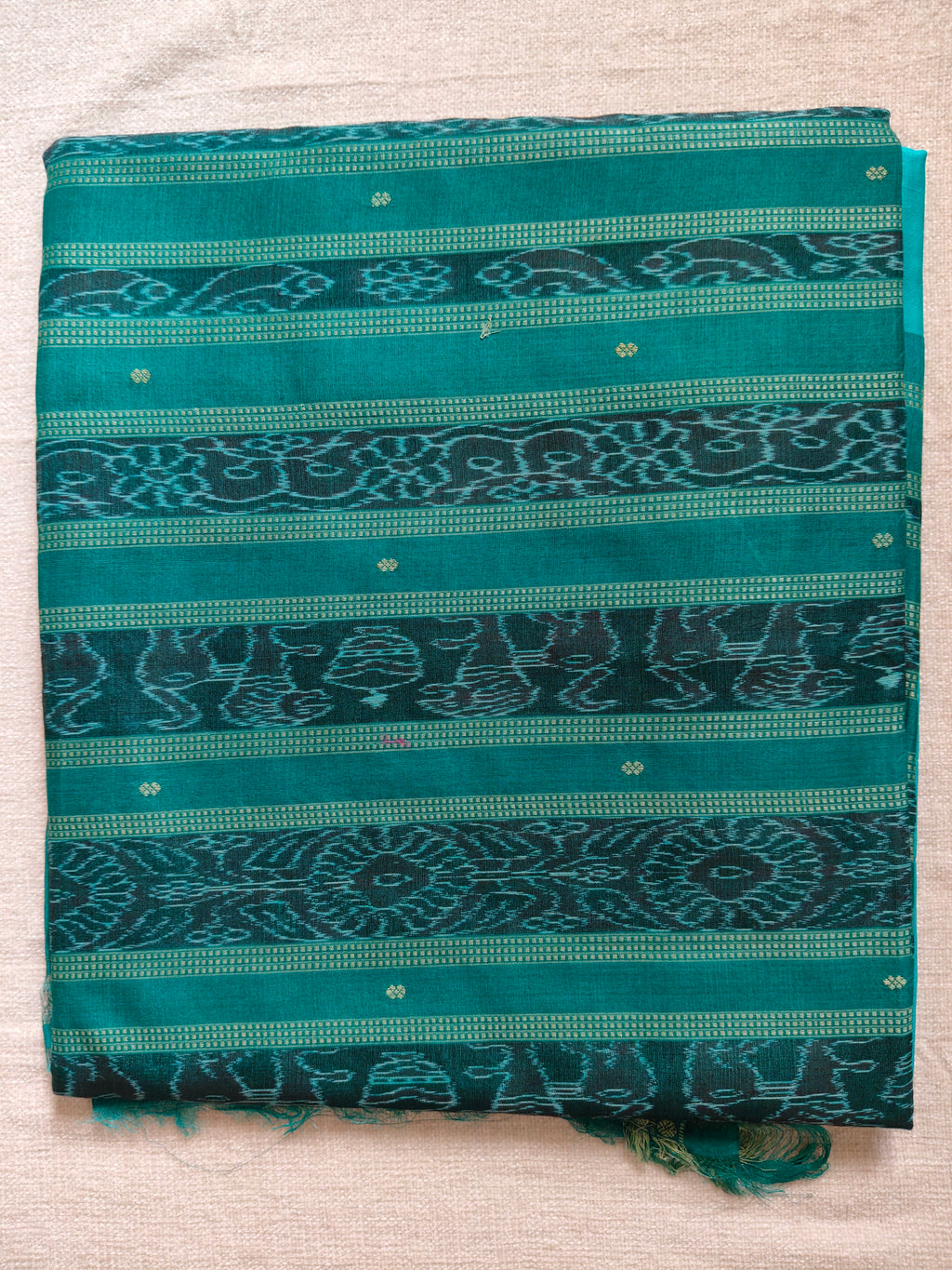 Tussar Silk Saree with Kotki Weave - Teal Green