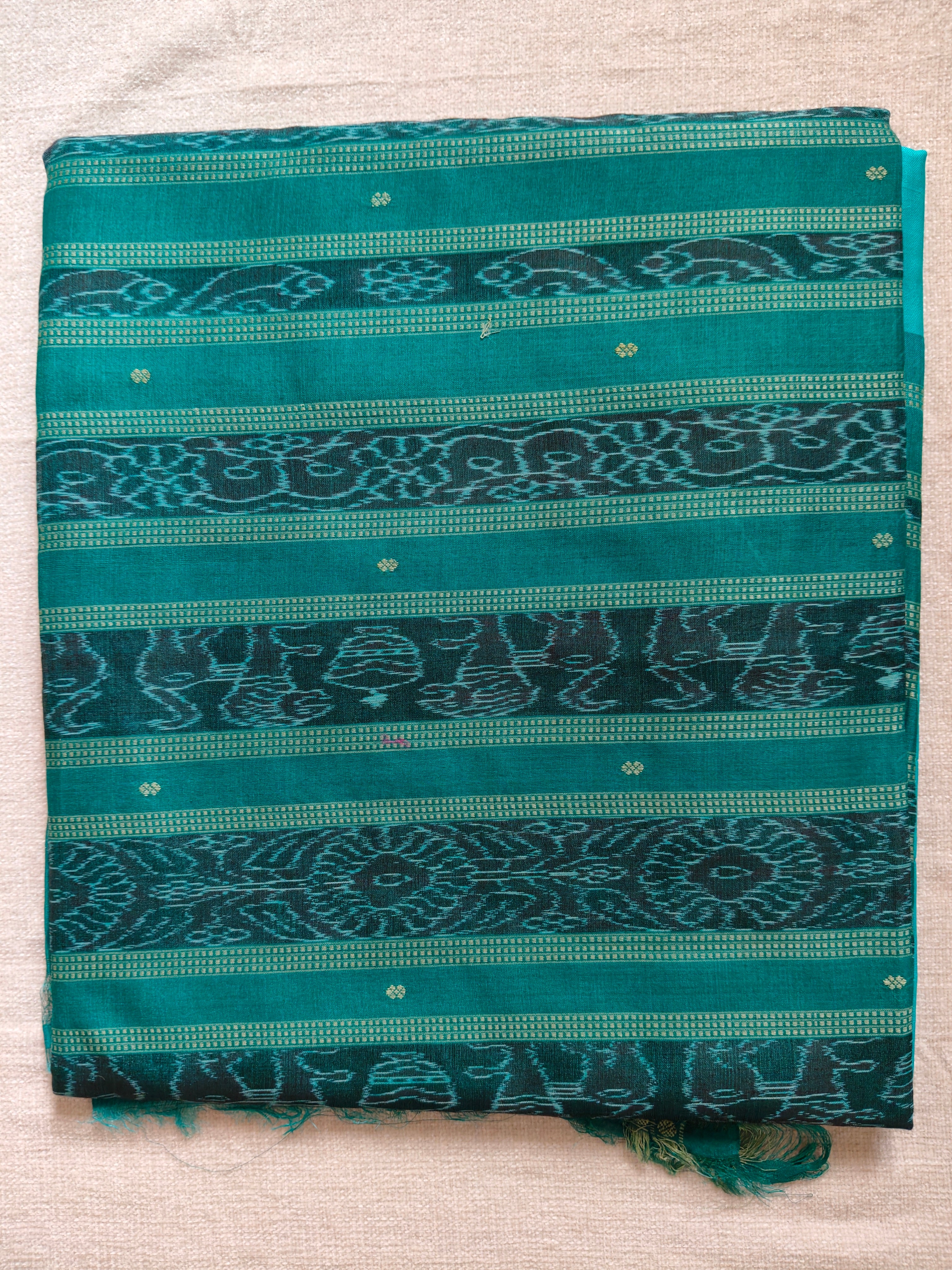 Tussar Silk Saree with Kotki Weave - Teal Green