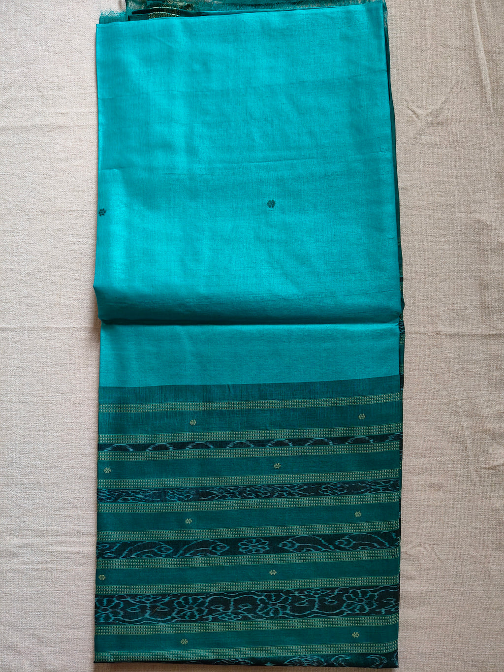 Tussar Silk Saree with Kotki Weave - Teal Green