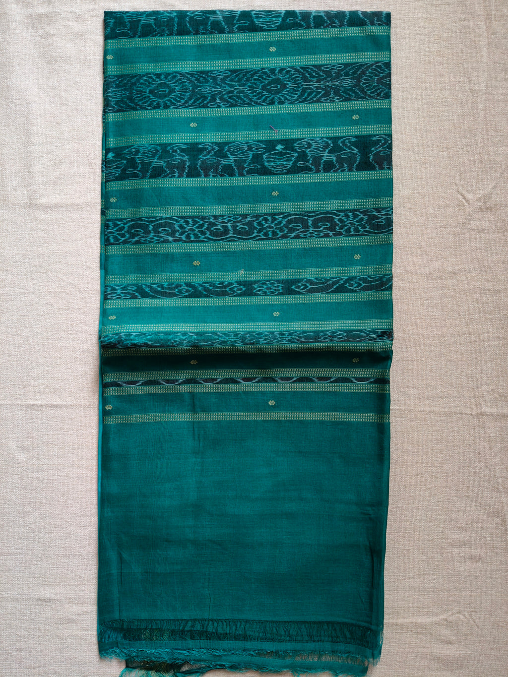 Tussar Silk Saree with Kotki Weave - Teal Green