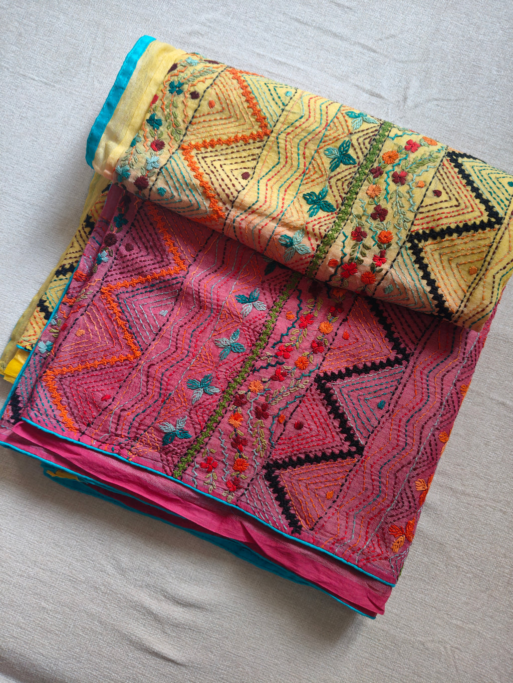 Pure Bhagalpuri Silk Saree with Authentic Lambani Hand Embroidery
