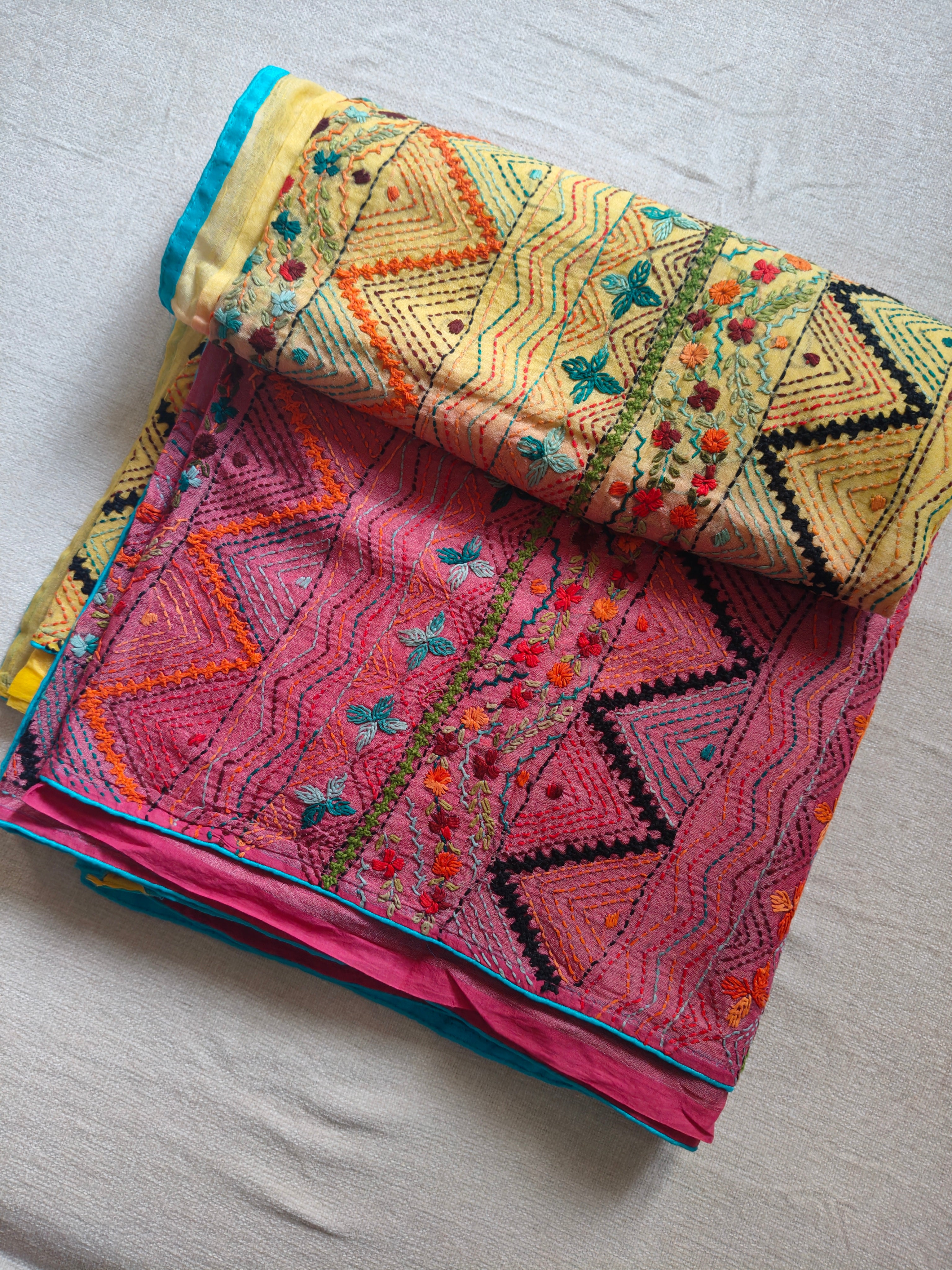 Pure Bhagalpuri Silk Saree with Authentic Lambani Hand Embroidery