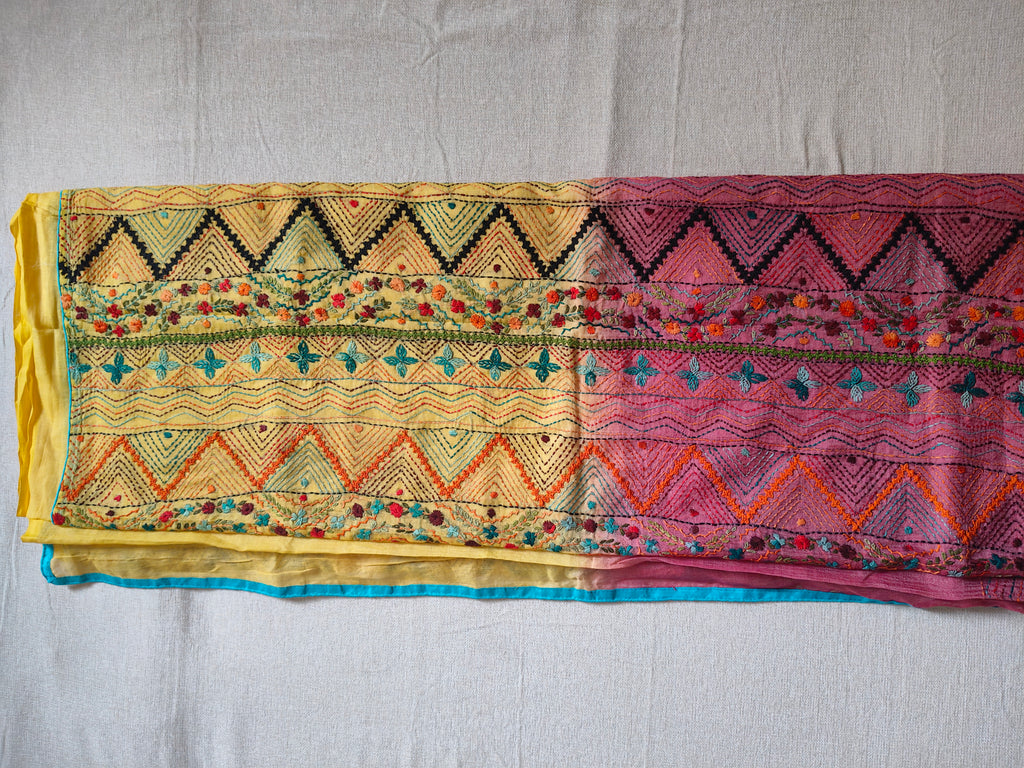 Pure Bhagalpuri Silk Saree with Authentic Lambani Hand Embroidery